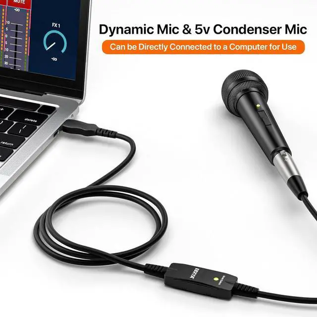 Alt view image 2 of 7 - EBXYA 10 ft USB to XLR Microphone Cable - 3 Pin XLR Female Cables Adapter with USB to Type-C Adapter Cord for Audio Recording, Karaoke, Live Podcast