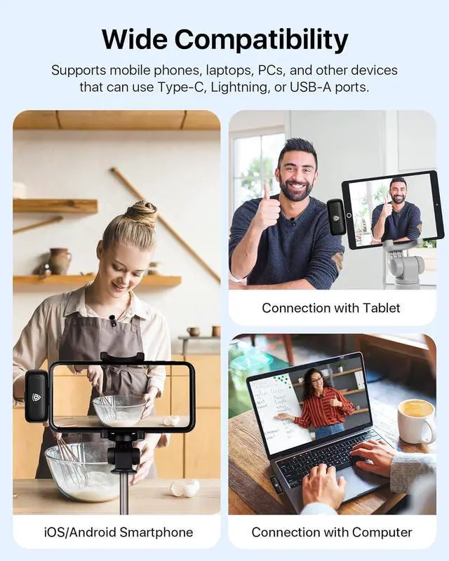Alt view image 5 of 7 - Wireless Lavalier Microphone for iPhone iPad, Android Phone, Laptop, Mini Lapel Mic, AI Voice Changer, 3-Level Noise Reduction, for Video Recording, Vlogging, YouTube, TikTok