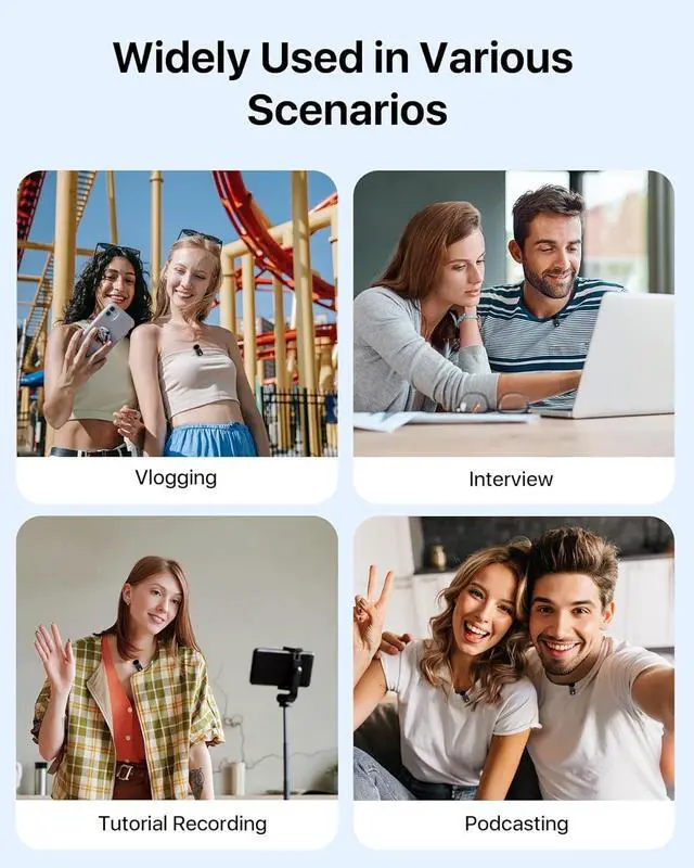 Alt view image 6 of 7 - Wireless Lavalier Microphone for iPhone iPad, Android Phone, Laptop, Mini Lapel Mic, AI Voice Changer, 3-Level Noise Reduction, for Video Recording, Vlogging, YouTube, TikTok