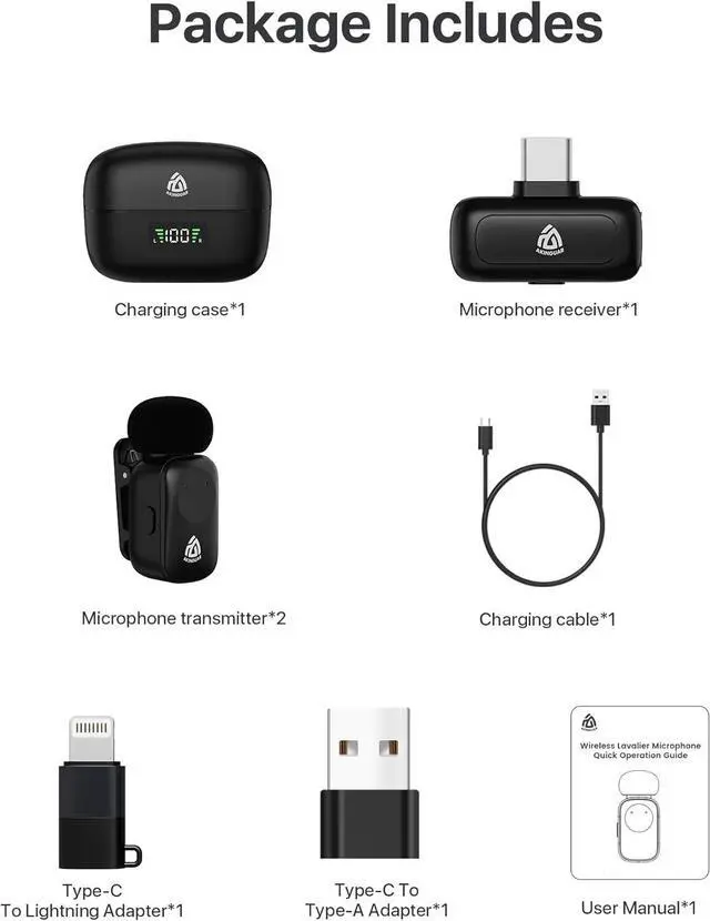 Alt view image 7 of 7 - Wireless Lavalier Microphone for iPhone iPad, Android Phone, Laptop, Mini Lapel Mic, AI Voice Changer, 3-Level Noise Reduction, for Video Recording, Vlogging, YouTube, TikTok