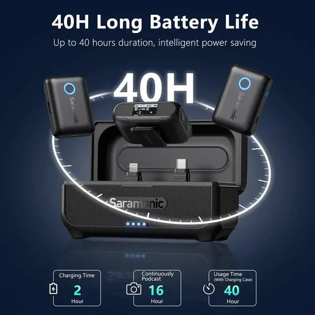 Alt view image 4 of 7 - Saramonic BLINK500B2+ Wireless Lavalier Microphone for iPhone Android Type-C Smartphone Camera, 492ft Range, 20h Battery Life, Clip on Wireless Lapel Mic for Live Streaming Video Conference Recording