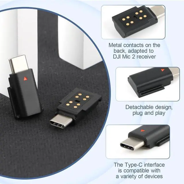 Main image of for DJI MIC 2 Adapter Type-C Phone Wireless Microphone Receiver for Mic 2 Type-C Adapter Phone PC Tablet USB Mic Accessories