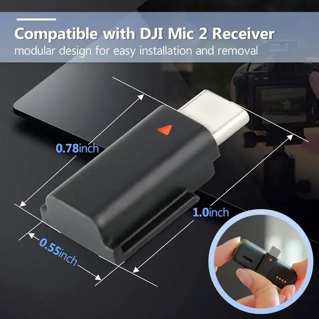 Alt view image 2 of 4 - for DJI MIC 2 Adapter Type-C Phone Wireless Microphone Receiver for Mic 2 Type-C Adapter Phone PC Tablet USB Mic Accessories