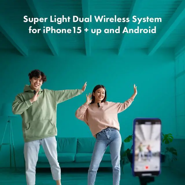 Alt view image 2 of 6 - Movo Wireless Mini UC Duo USB-C Wireless Microphone for iPhone 15 and Up, Android, iPad Pro & Laptops  Wireless Lavalier Mic for USB-C Smartphones & Devices, Great for Vlogging & TikTok