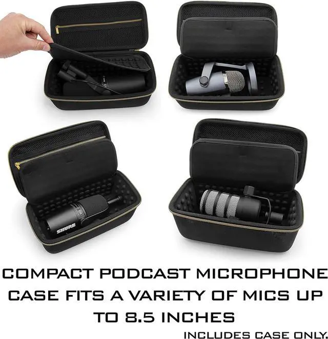 Alt view image 6 of 7 - CASEMATIX Studio Case Compatible with Rode PodMic, Shure SM7B Microphone and Other Large Podcast Mics with XLR Recording Accessories - Includes Podcasting Mic Bag Only