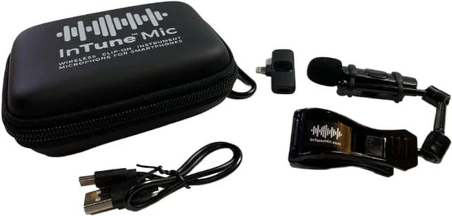 Main image of InTune Mic - Wireless Clip-on Instrument Microphone for Smartphones, Compatible with iOS & Android, Tuner Apps, Lightweight and Portable (USB-C)