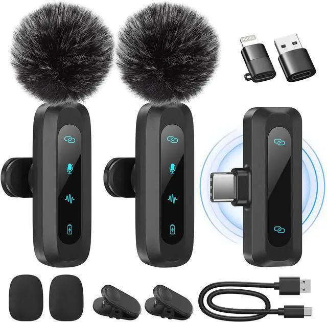 Main image of Mini Microphone for iPhone Android Phone - Wireless Lavalier Microphone Plug-Play Mic with Noise Reduction, Auto Pairing, Mute & Reverb for Vlogging,Video Recording,TikTok,YouTube