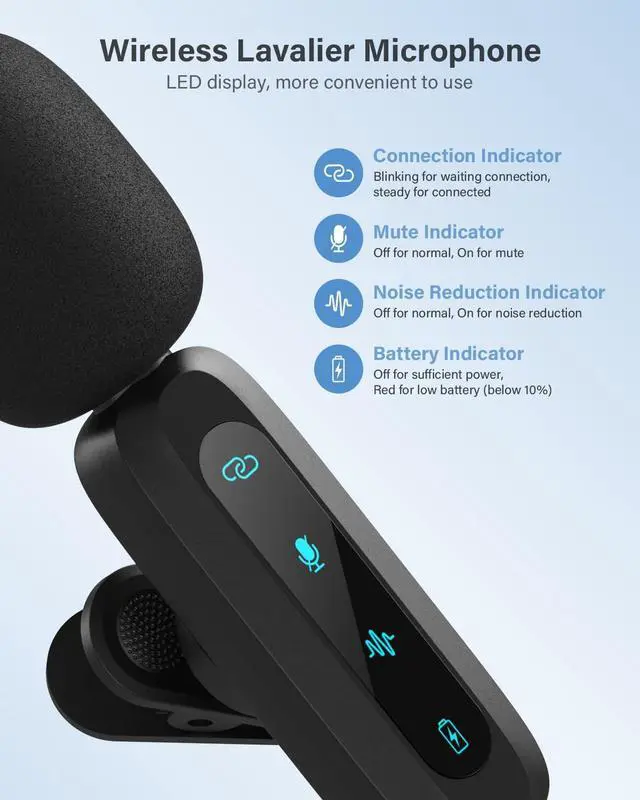 Alt view image 4 of 7 - Mini Microphone for iPhone Android Phone - Wireless Lavalier Microphone Plug-Play Mic with Noise Reduction, Auto Pairing, Mute & Reverb for Vlogging,Video Recording,TikTok,YouTube