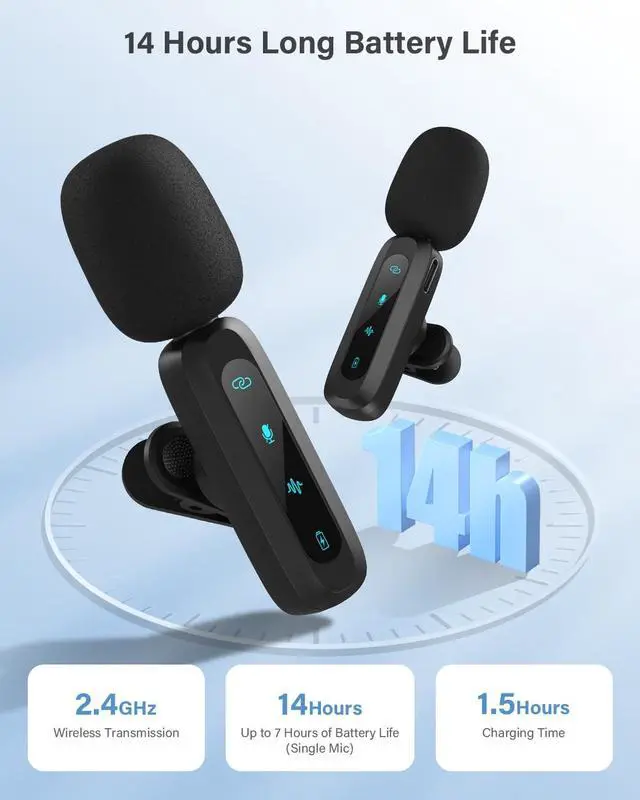 Alt view image 6 of 7 - Mini Microphone for iPhone Android Phone - Wireless Lavalier Microphone Plug-Play Mic with Noise Reduction, Auto Pairing, Mute & Reverb for Vlogging,Video Recording,TikTok,YouTube