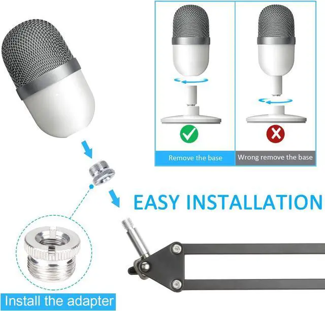 Alt view image 2 of 7 - Seiren Mini Boom Arm Mic Stand with Pop Filter, Adjustable Suspension Boom Scissor Arm Stand with Pop Filter for Razer Seiren Mini USB Streaming Microphone by SUNMON