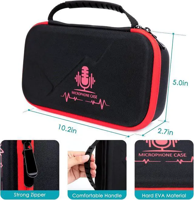 Alt view image 2 of 7 - YOUSHARES MV7 Microphone Case Bag with Mic Cover Foam - Mic Case Hard Carring Case with Windshield Compatible with Shure MV7 USB Condenser Microphone