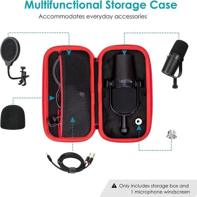 Alt view image 6 of 7 - YOUSHARES MV7 Microphone Case Bag with Mic Cover Foam - Mic Case Hard Carring Case with Windshield Compatible with Shure MV7 USB Condenser Microphone