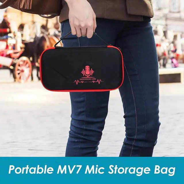 Alt view image 7 of 7 - YOUSHARES MV7 Microphone Case Bag with Mic Cover Foam - Mic Case Hard Carring Case with Windshield Compatible with Shure MV7 USB Condenser Microphone
