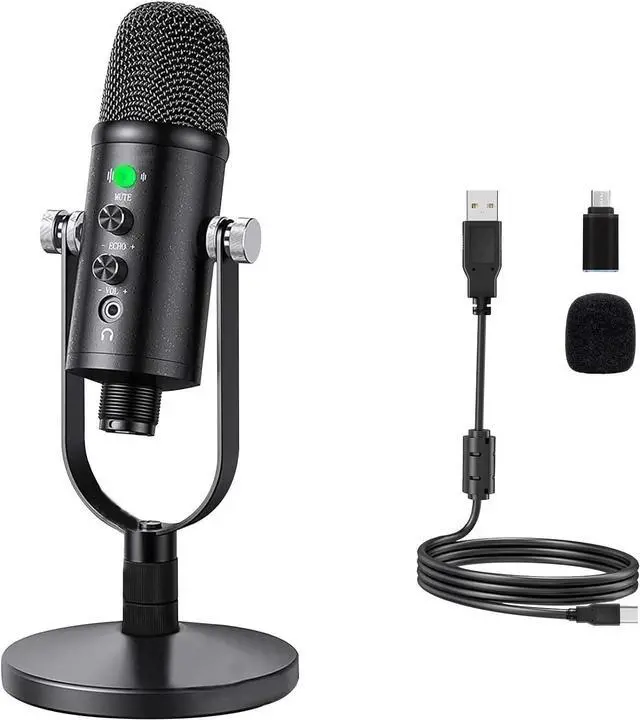Main image of USB Microphone Metal Condenser Mic:Plug&Play Gaming Microphones on PC,Mac,Twitch and YouTube,Recording Microphone Computer PC Mic for Streaming,Podcasting
