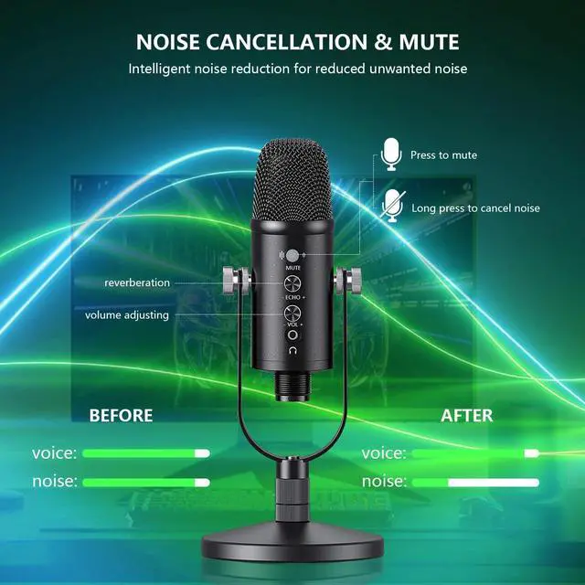 Alt view image 5 of 6 - USB Microphone Metal Condenser Mic:Plug&Play Gaming Microphones on PC,Mac,Twitch and YouTube,Recording Microphone Computer PC Mic for Streaming,Podcasting