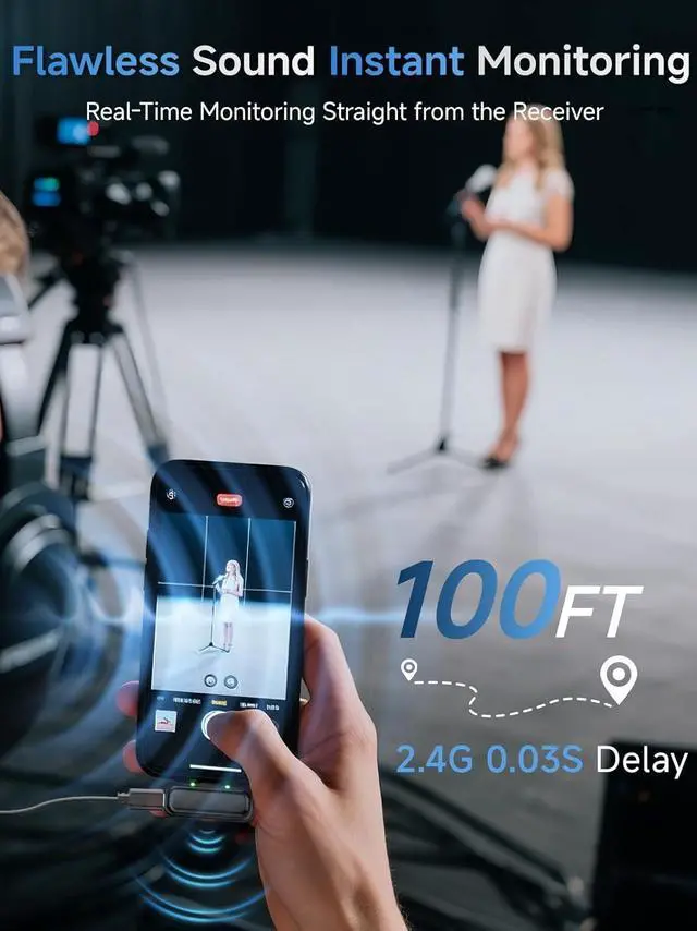 Alt view image 3 of 7 - Wireless Lavalier Microphone for iPhone 15/16 & Android & PC, Magnetic Clip-On Lapel Mic with 2.4G Noise Canceling, Plug-Play Mini Microphone for Video Recording, Interviews, TikTok, YouTube