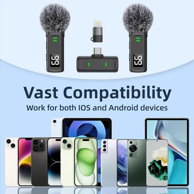 Alt view image 6 of 7 - Wireless Lavalier Microphone for iPhone 16 - USB C Phone Microphone for Video Recording with Noise Reduction Mini Mics 35H Charging Case 75FT Transmission