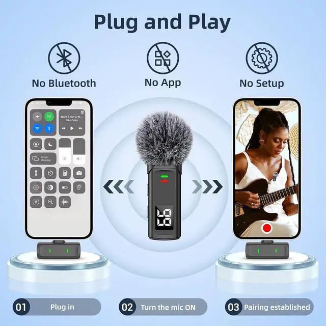 Alt view image 5 of 7 - Wireless Lavalier Microphone for iPhone 16 - USB C Phone Microphone for Video Recording with Noise Reduction Mini Mics 35H Charging Case 75FT Transmission