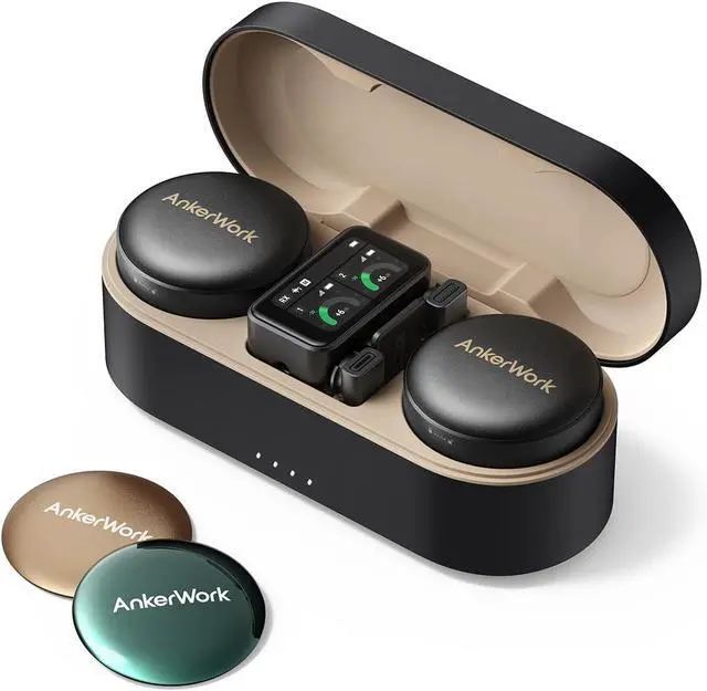 Main image of AnkerWork M650 Wireless Lavalier Microphone by Anker, Pro Noise Cancellation, Swap Colorful Covers, 2-Channel Quality Pickup, 200m Transmission, 15H Battery, Easy to Use for Vlogs, Not for Conference