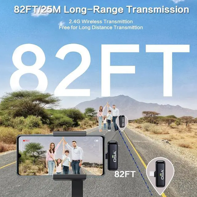 Alt view image 5 of 7 - OSA Lavalier Microphone for Phone with Charging Case and Transmitter Digital Display - Set of 2, for Type C Phone, Recording, Professional Video Recording, Lapel Mic (USB Type C)