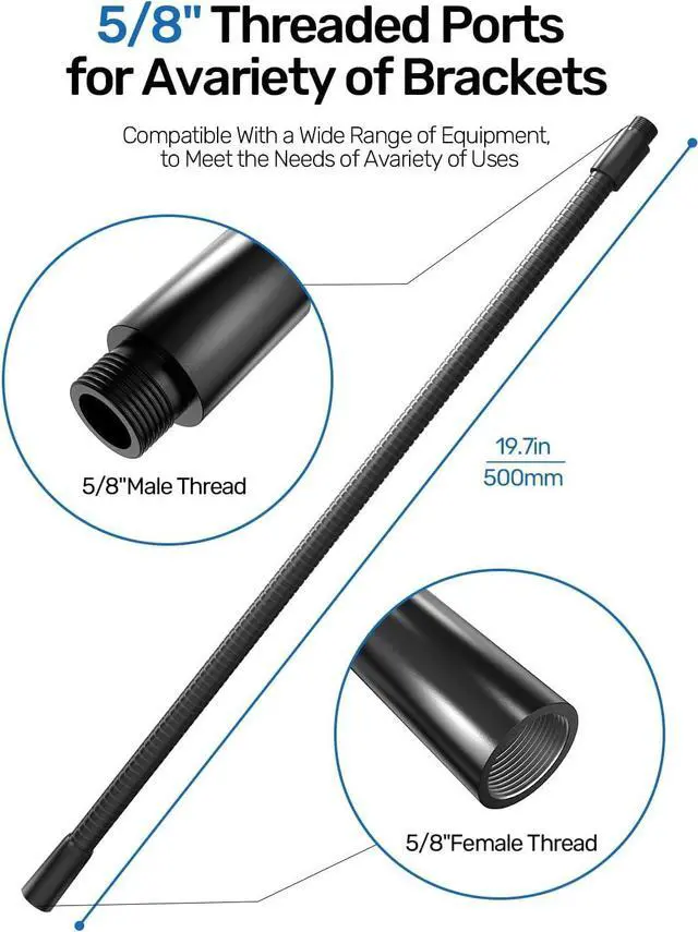 Alt view image 4 of 6 - Heavy Duty 19 inch Microphone Gooseneck - Universal Flexible Gooseneck Arm with 5/8-27 Threaded, 360° Adjustable, Corrosion-resistant Design for Microphone, Webcam, Phone Holder and DIY Setups