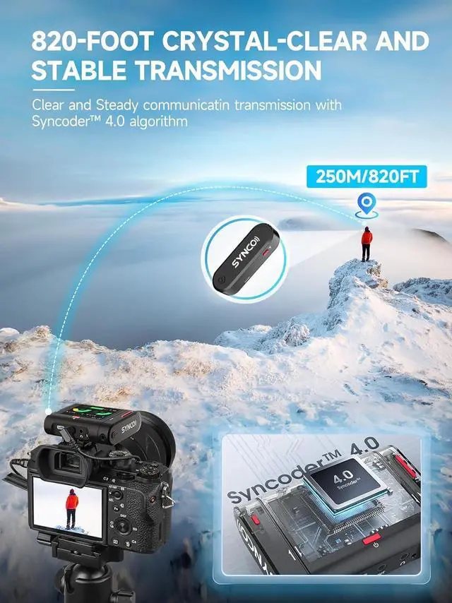 Alt view image 4 of 7 - SYNCO Wireless Microphone with Touch Screen, G3 PRO 2.4G Dual Lavalier Mic 820FT 10H Battery Charging for DSLR Smartphone Laptop with Noise Reduction, Camera-Lapel-Microphones-for-Podcast