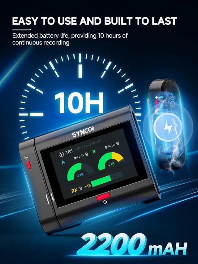 Alt view image 7 of 7 - SYNCO Wireless Microphone with Touch Screen, G3 PRO 2.4G Dual Lavalier Mic 820FT 10H Battery Charging for DSLR Smartphone Laptop with Noise Reduction, Camera-Lapel-Microphones-for-Podcast