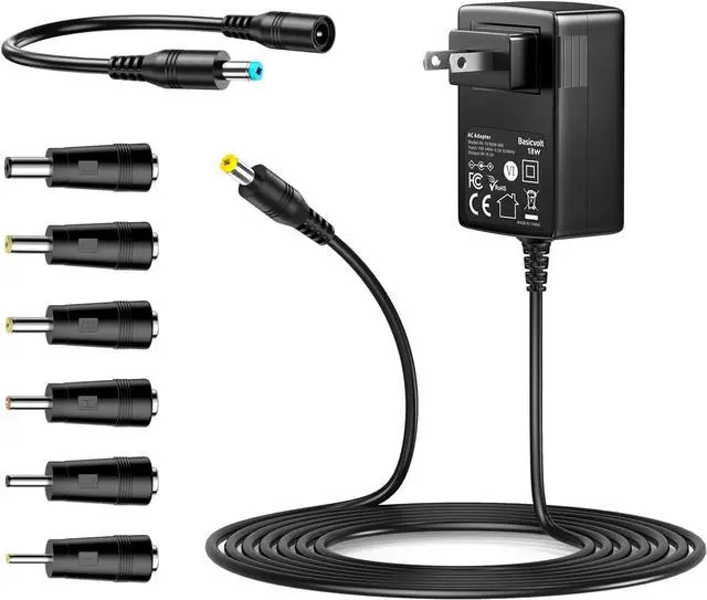 Main image of Universal AC Adapter 9V 2A Power Supply Center Positive DC 9 Volt 1.8A 1.5A 1A 0.8A 0.5A 450mA Power Cord Charger for LED Strip Light CCTV Camera Router Modem Toys DVD Speaker