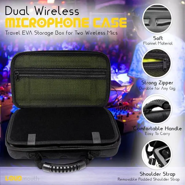 Alt view image 4 of 7 - LOUDmouth Dual Wireless Microphone Case | Hard Shell Travel EVA Storage Box for Two Wireless Mics | Hardshell Carrying Case | CASE ONLY | 12.5" x 7" x 3.25"