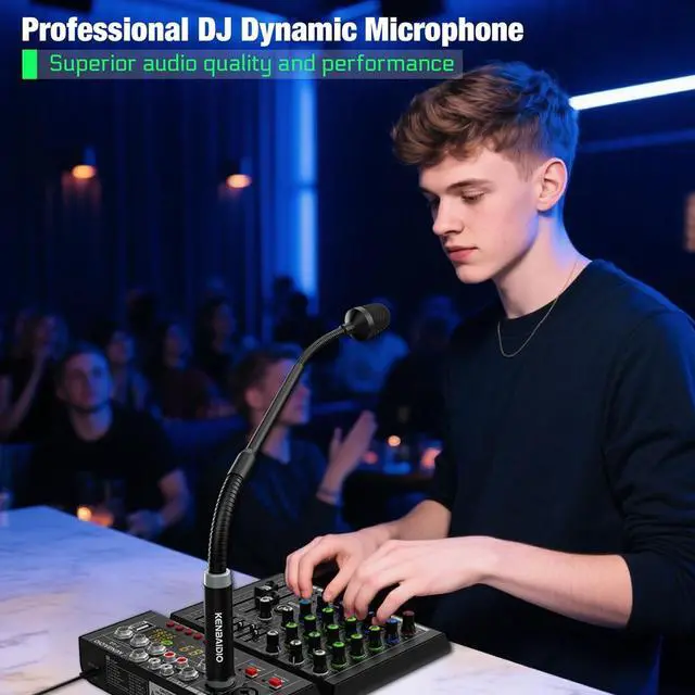 Alt view image 2 of 7 - DJ Mic 17 Inch Flexible Gooseneck Microphone, Professional XLR Wired Dynamic Bob Barker Microphone for Video Conference, Podium, Singing, Karaoke DJ Mixer Dedicated Disc Shouting KTV Bar, Metal