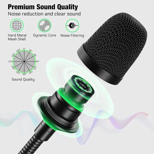 Alt view image 4 of 7 - DJ Mic 17 Inch Flexible Gooseneck Microphone, Professional XLR Wired Dynamic Bob Barker Microphone for Video Conference, Podium, Singing, Karaoke DJ Mixer Dedicated Disc Shouting KTV Bar, Metal