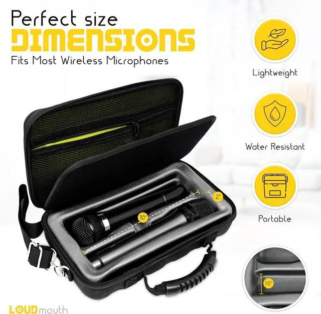 Alt view image 2 of 7 - LOUDmouth Dual Wireless Microphone Case | Hard Shell Travel EVA Storage Box for Two Wireless Mics | Hardshell Carrying Case | CASE ONLY | 12.5" x 7" x 3.25"
