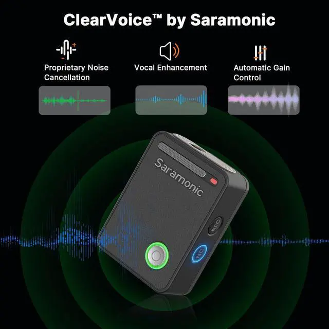 Alt view image 6 of 7 - Saramonic Ultra | Wireless Lavalier Microphone, 32-Bit Float Recording, Timecode Sync, Noise Cancellation, IPX5 Water Resistance, 984 Range, 130dB SPL, for iPhone, Android, Camera (ULTRA03)