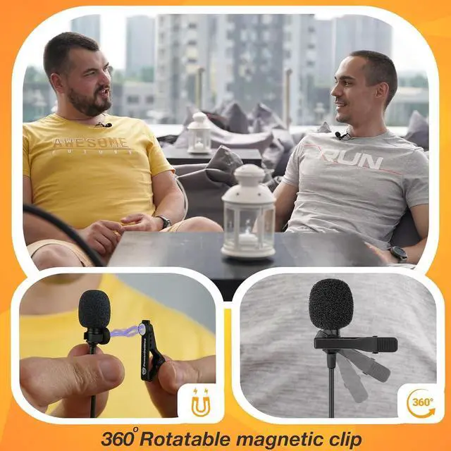 Alt view image 3 of 6 - PowerDeWise Professional Grade 2 Lavalier Clip-On Microphones Set for Dual Interview - Double Lav Lapel Microphone - Use for iPhone Phone Camera - Blogging Video Recording Noise Cancelling 3.5mm Mic