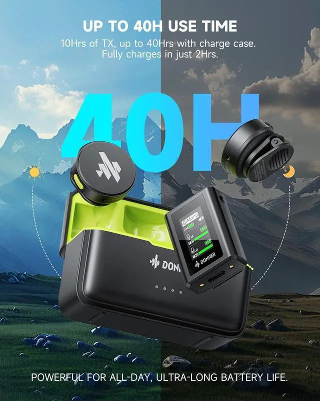 Alt view image 5 of 6 - Donner Wireless Lavalier Microphone VPM-20 Mobile Vesion for USB-C iPhone iPad Android, with Charging Box, Dual-Channels Mics, Plug-Play, 1000ft Range, 48KHz 24Bit, Noise Cancellation, 40h Use Max