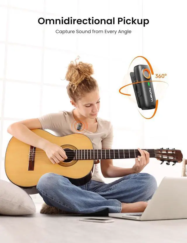 Alt view image 4 of 7 - MIC-01 Wireless Lavalier Microphone, Noise Cancellation,48kHz 328ft Range, 20 Hours Battery, Wireless Microphone for Android, PC, Camera, Video Recording (2TX + 1RX + Charging Case)