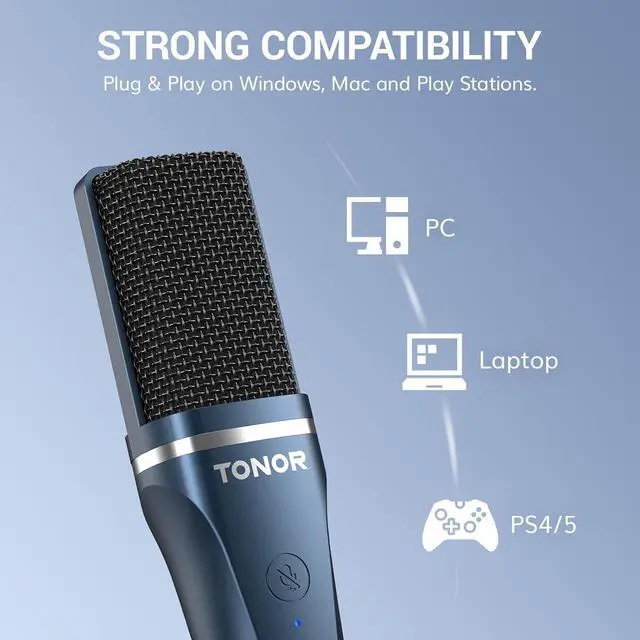 Alt view image 5 of 7 - TONOR TC-777 Podcast Microphone, USB Computer Microphone, Cardioid Condenser PC Mic with Tripod Stand and Pop Filter for Podcasting, Streaming, Vocal Recording, Compatible with PC & Laptop, PS4/5