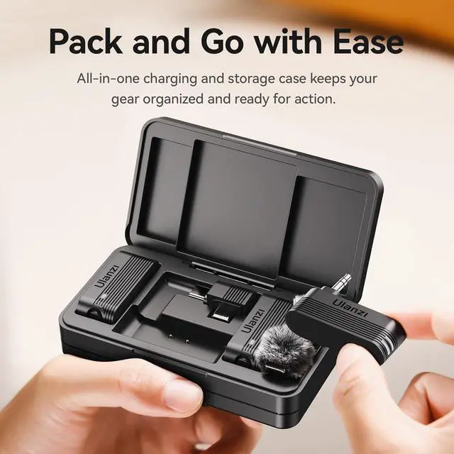 Alt view image 3 of 7 - ULANZI A100 Wireless Lavalier Microphone Lapel Mic for Camera and Phone w USB C/3.5mm/Plug, 32KHz 16Bit, Noise Cancellation, 13.5-Hour Battery, Clip on Microphone for Video Podcast Vlog YouTube