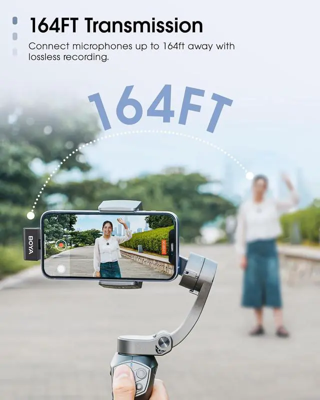 Alt view image 5 of 7 - BOYA Omic Wireless Microphone for iPhone/Android with MFi Certified Lightning/USB-C Plug, Noise Reduction, 164ft 30H Battery Life with Charging Case, iPhone Microphone for Video Recording-Black