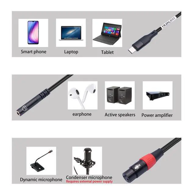 Alt view image 2 of 7 - 3.3FT USB C to XLR Female Mic Cable & 3.5mm (1/8") Female Stereo Out,XLR-to-USB C Digital Interface with Headphone Jack,for iPhone 15 Google Huawei Phone