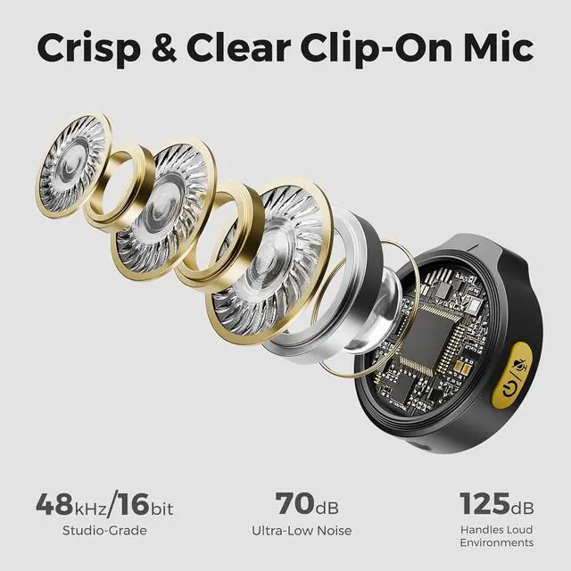 Alt view image 2 of 7 - Wireless Lavalier Microphone for iPhone/Android, Lapel Microphone Wireless with Lightning/USB-C Plug-Play, Noise Cancellation, 24H Battery for Livestream, Vlog, Interview, Podcast (AWM25T)