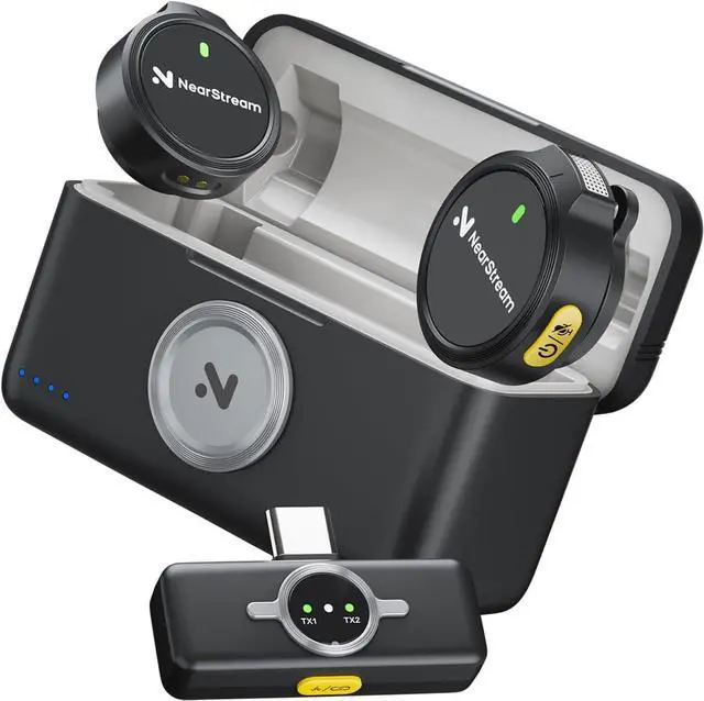 Main image of Wireless Lavalier Microphone for iPhone/Android, Lapel Microphone Wireless with Lightning/USB-C Plug-Play, Noise Cancellation, 24H Battery for Livestream, Vlog, Interview, Podcast (AWM25T)