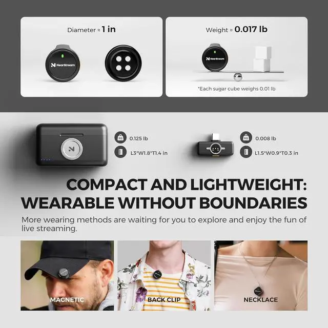 Alt view image 5 of 7 - Wireless Lavalier Microphone for iPhone/Android, Lapel Microphone Wireless with Lightning/USB-C Plug-Play, Noise Cancellation, 24H Battery for Livestream, Vlog, Interview, Podcast (AWM25T)