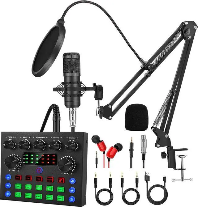 Main image of Podcast Equipment Bundle, All-in-One Audio Interface with Studio Condenser Microphone Perfect for Podcasting, Recording, Singing, Streaming and Gaming, PC, Smartphone, YouTube, TikTok(V8S Pro)