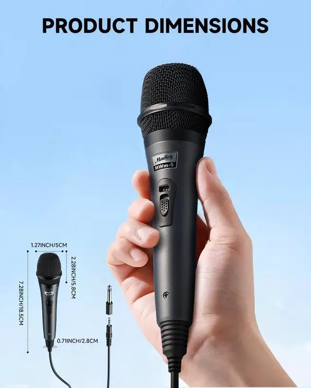 Alt view image 4 of 7 - Moukey Wired Handheld Vocal Microphone, Metal XLR Dynamic Cardioid Mic with 13 ft Cable, for Singing, Stage, Party, Compatible with Karaoke Machine/PA System/Amp/Mixer, Grey