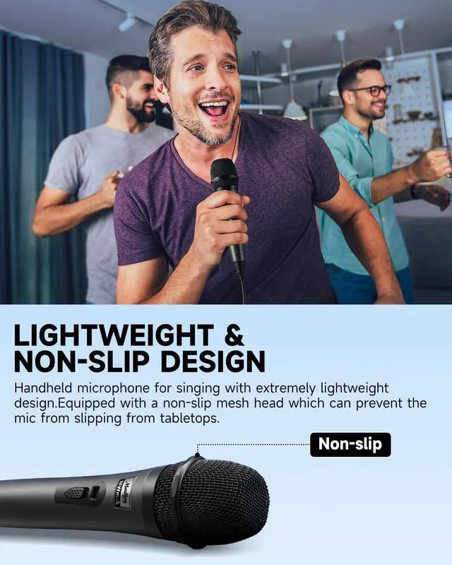 Alt view image 6 of 7 - Moukey Wired Handheld Vocal Microphone, Metal XLR Dynamic Cardioid Mic with 13 ft Cable, for Singing, Stage, Party, Compatible with Karaoke Machine/PA System/Amp/Mixer, Grey
