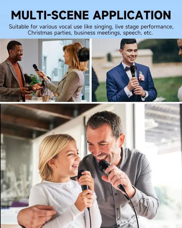 Alt view image 7 of 7 - Moukey Wired Handheld Vocal Microphone, Metal XLR Dynamic Cardioid Mic with 13 ft Cable, for Singing, Stage, Party, Compatible with Karaoke Machine/PA System/Amp/Mixer, Grey