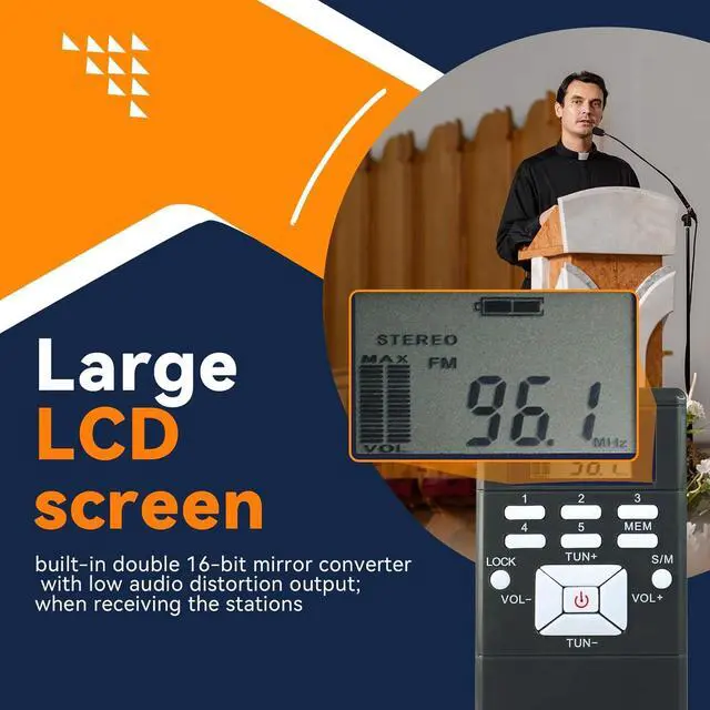 Alt view image 4 of 7 - Church Translation System with 1 TR503 FM Transmitter Headset and 10 PR13 FM Radio Receivers, Listening System for Factory Museum School Church (1 Transmitter 10 Receivers)