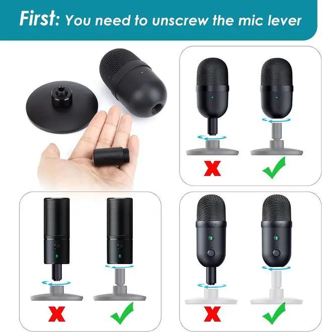 Alt view image 2 of 7 - Mic Boom Arm for Razer Seiren V2 X Microphone - Adjustable Mic Arm Compatible with Razer Seiren V2 Pro, Seiren Mini and Seiren X, Mic Stand Great for Streaming, Gaming, Podcast by YOUSHARES