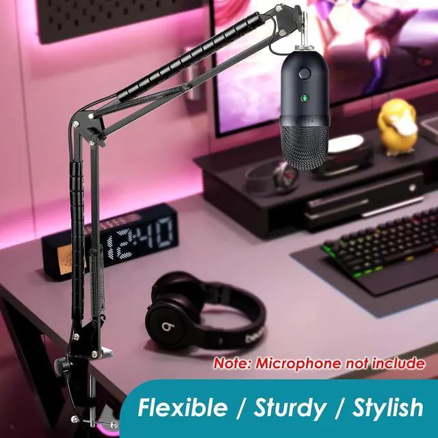 Alt view image 4 of 7 - Mic Boom Arm for Razer Seiren V2 X Microphone - Adjustable Mic Arm Compatible with Razer Seiren V2 Pro, Seiren Mini and Seiren X, Mic Stand Great for Streaming, Gaming, Podcast by YOUSHARES